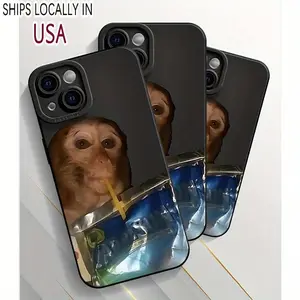 Monkey Sipping Caprisun Phone Case, Summer Shockproof and Drop-proof, Full Side Protection for iPhone 17/16/15/14/13/12/11 Pro Max