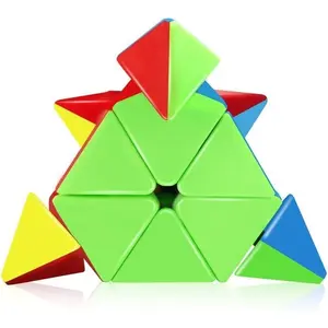 Speed Cube Set - Moyu Meilong 2x2x2 3x3x3 Pyramid Cube Bundle| Stickerless Magic Cubes with Smooth Turning| Brain Teaser Puzzle Toys for Kids & Adults