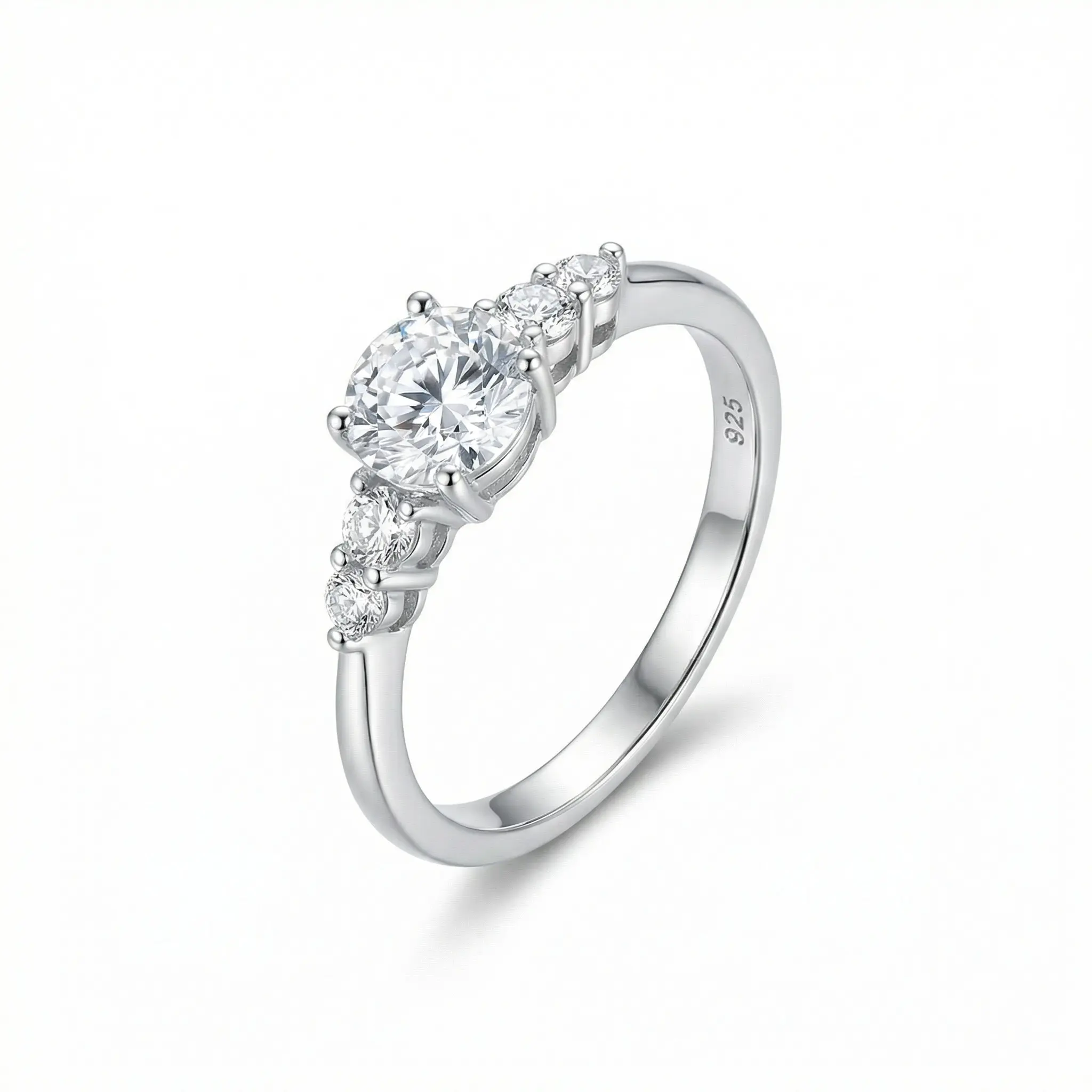 Renza Women's Classic Silver Ring with a Round-Cut Lab Zirconia, Elegant Dainty Zircon Jewelry for Daily Wear, Sizes 7-10