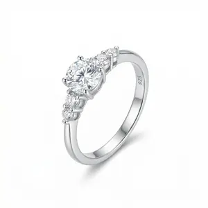 [AC007] Silver Ring Zirconia Round Cutted Lab Zirconia