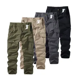 Men’s multi-pocket tactical cargo straight-leg pants — casual, wear-resistant, scratch-resistant outdoor trousers