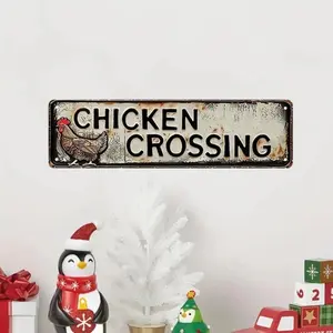 Vintage Chicken Crossing Sign, Chicken Crossing Road Metal Sign, Wall Hanging Sign for Home Decor, Room Decor, Home Decor, Gift for Friend