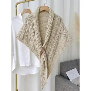 Women's Solid Color Knitted Shawl, Women's Casual Versatile Shawl, Daily Wear Fashion Accessory, Trendy Versatile Exquisite Casual Soft Shawl, t Textured Can be used with a raincoat