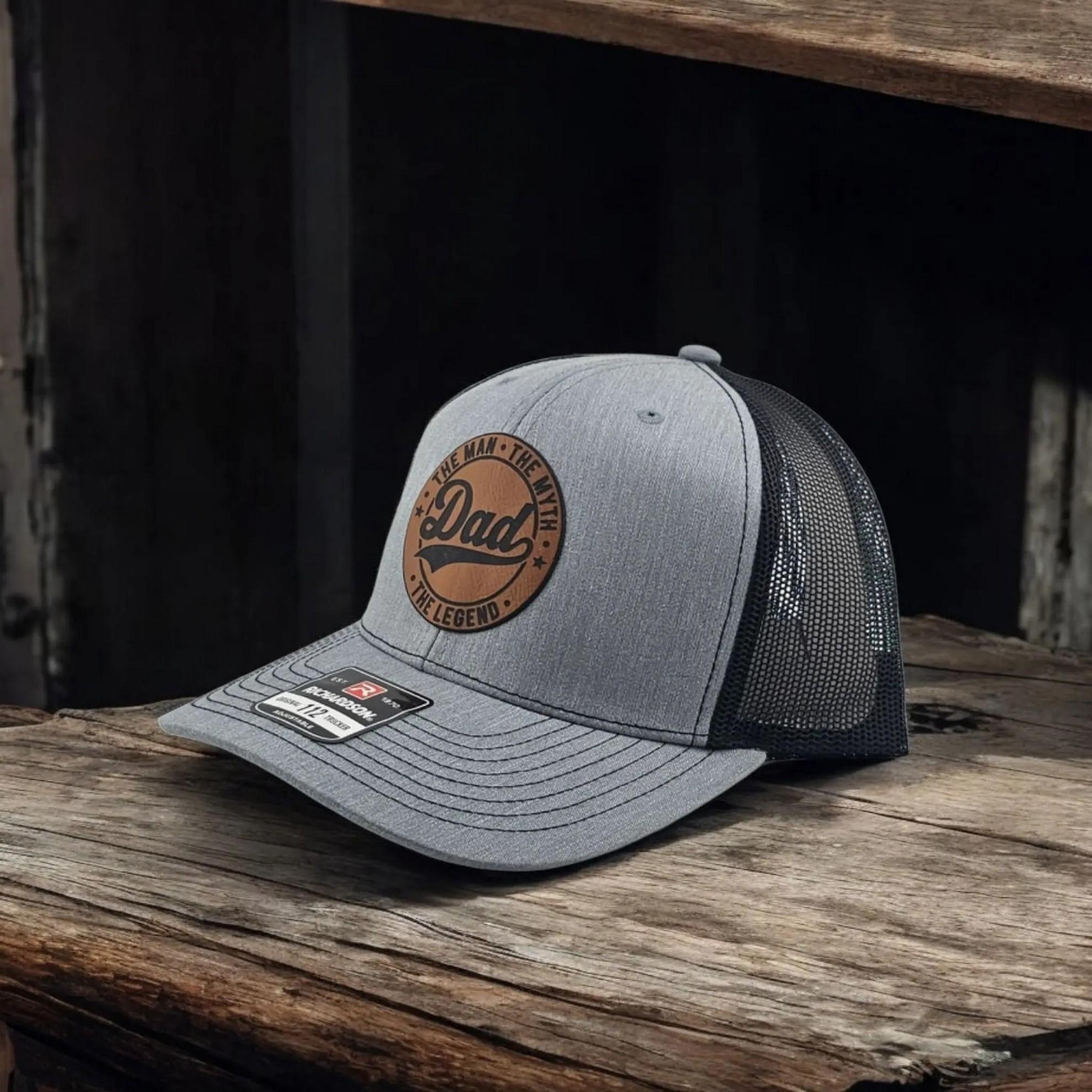 [HOT SALE]  Dad The Man The Myth The Legend Richardson 112 Snapback Trucker Hat - I Hate Pulling Out Leather Patch Trucker Hat - Richardson 112 Mesh Back Cap - Fishing & Boating Gifts for Men