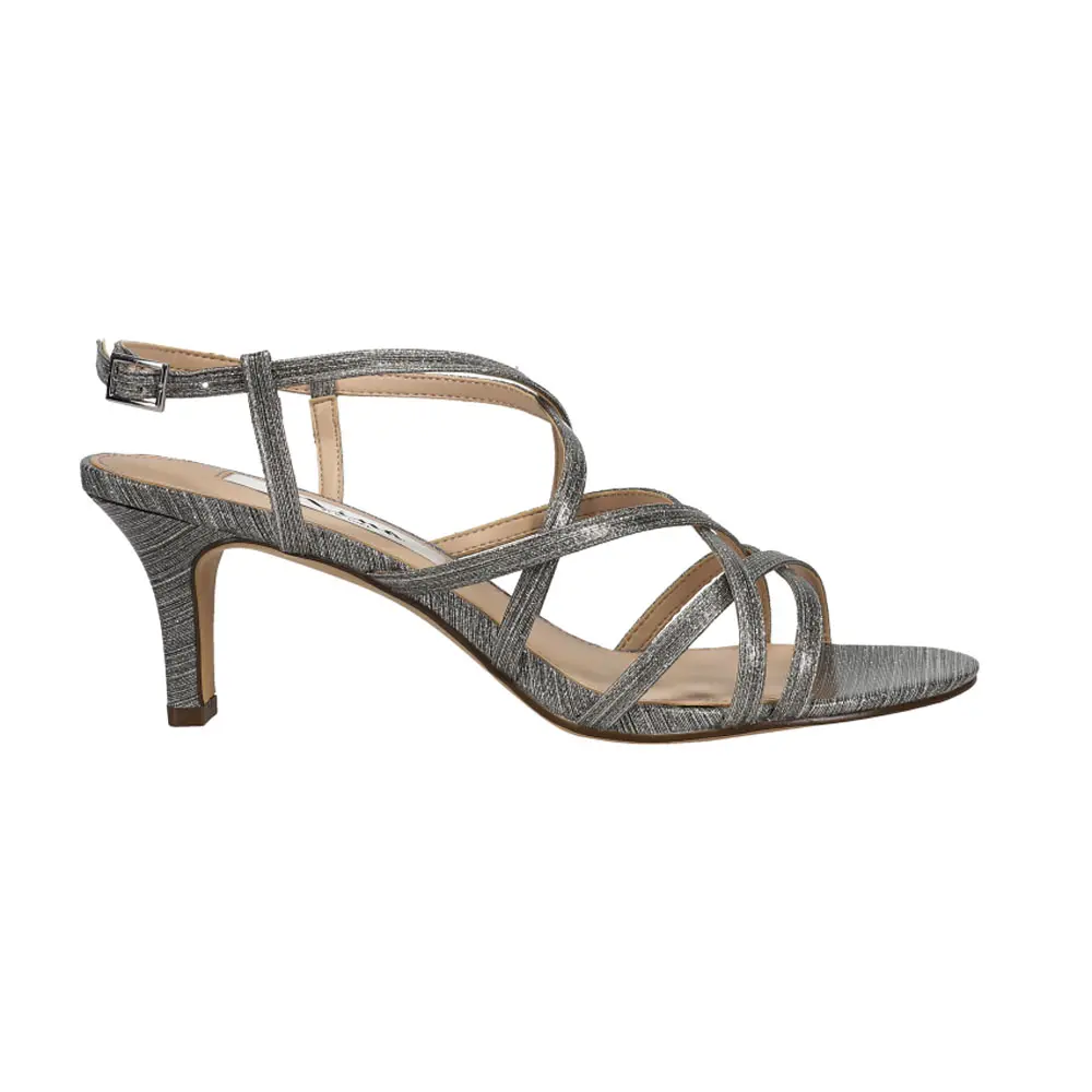 Nina Womens Neptune Wedding Metallic Dress Sandals Mid Heel 2-3" - Silver