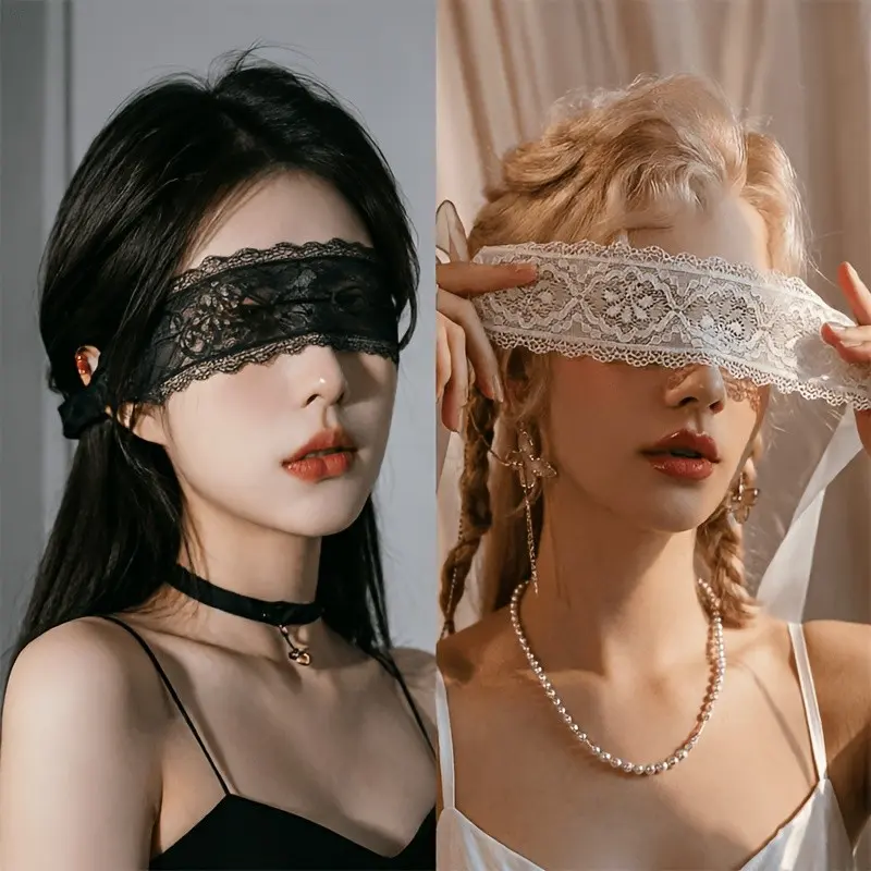 Double Pack Lace Eye Mask with Long Ribbon, Perfect for Costume Parties, Ideal Gift or Party Prop, and Colors, Wraparound Sleep Mask, Eyemasks for Sleeping, Sleeping Masks, Eye Covers for Sleeping