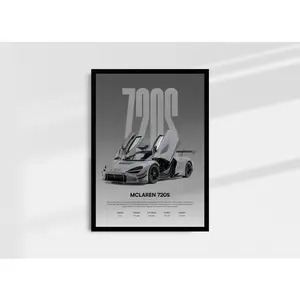 McLaren Supercar Wall Art Print | Minimal Car Poster | McLaren 720S Decor, Product without frame