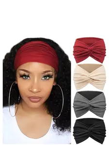 4pcs Bohemian Yoga Hair Bands, Elastic Non-Slip Wide Headbands, Sweat-Wicking Workout Headbands for Women, Ideal for Yoga and Daily Use
