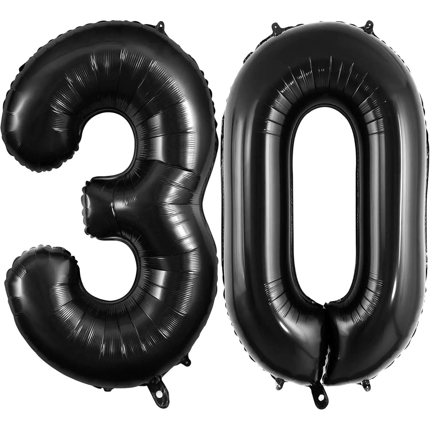 40-Inch Shiny Black Number 30 Foil Balloons, 30th Birthday & Wedding Backdrop Supplies, Window Garland & Balloon Arch Decor for Anniversary Events