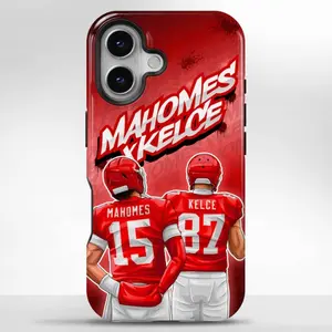Mahomes x Kelce Duos Graffiti iPhone Case, Pattern Couples Phone Case With junk case charm, Shockproof Decorative Phone Protector Cover, MagSafe Compatible Durable Cover for iPhone 12 13 14 15 Pro Max