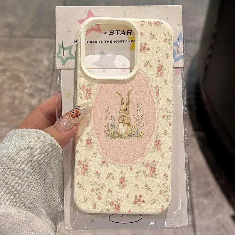 Floral rabbit sweet pattern phone case, suitable for various occasions. Compatible with iPhone 17/16/15/14/13/12/11/X/XS/XSMAX. Can be given as a holiday gift to friends, family, or yourself., Flower, Cover, Accessories, Smartphone summerwins