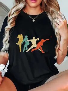 100% Cotton Baseball Player Pitcher Retro Team Matching T-Shirt