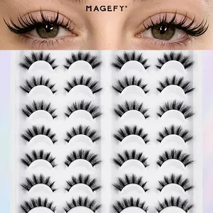 MAGEFY 14 Pairs Of Natural Full False Eyelashes,Thick Curling Eyelashes For Party Use Manga Eyelashes, Travel Essentials
