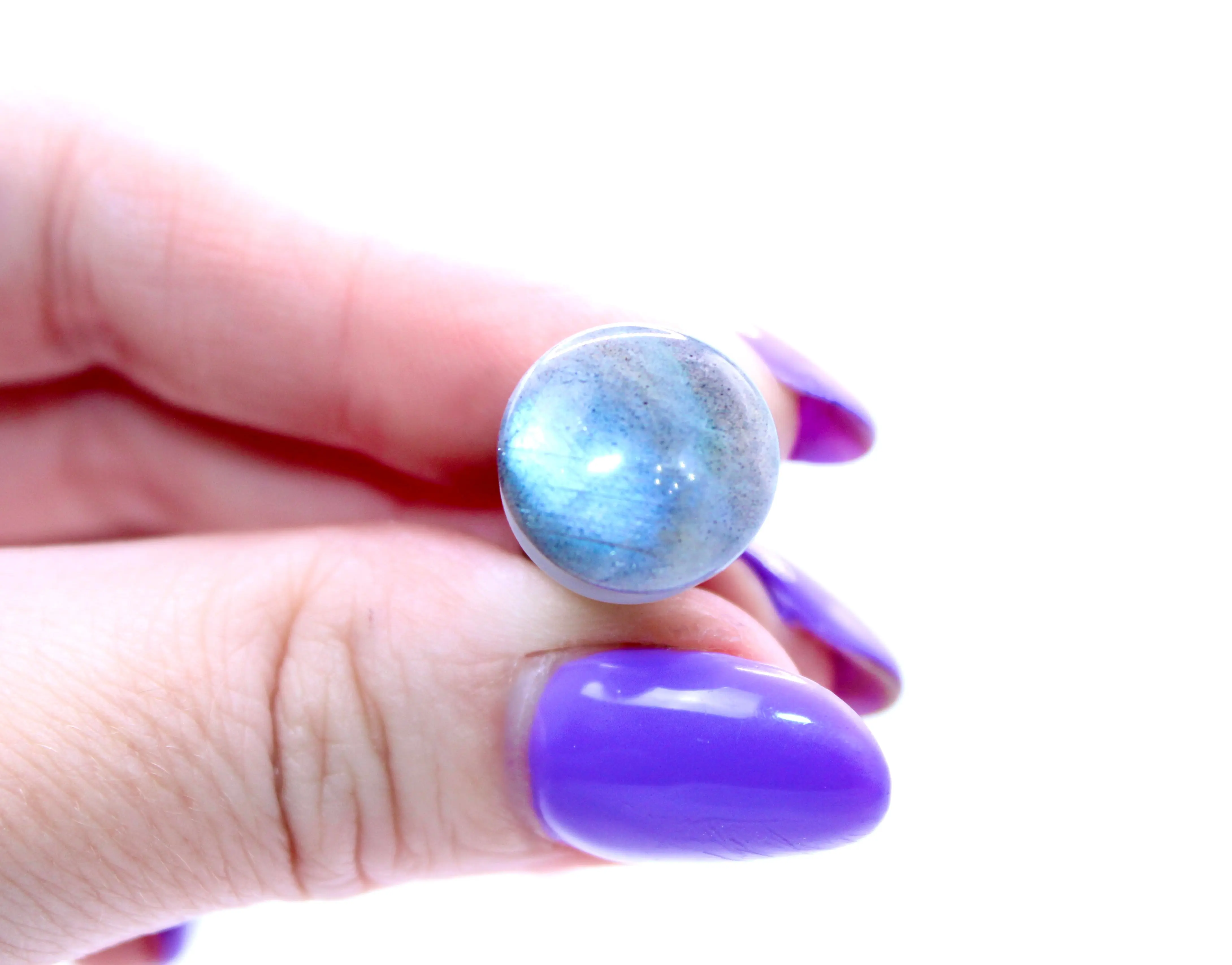 Genuine Labradorite Single Flare Plugs Pair with Polished Rainbow Moonstone - Glossy Finish, Adularescence, Blue Flashes, Blue Sheen, Translucent 3mm-16mm Gemstone Body Piercing Jewelry
