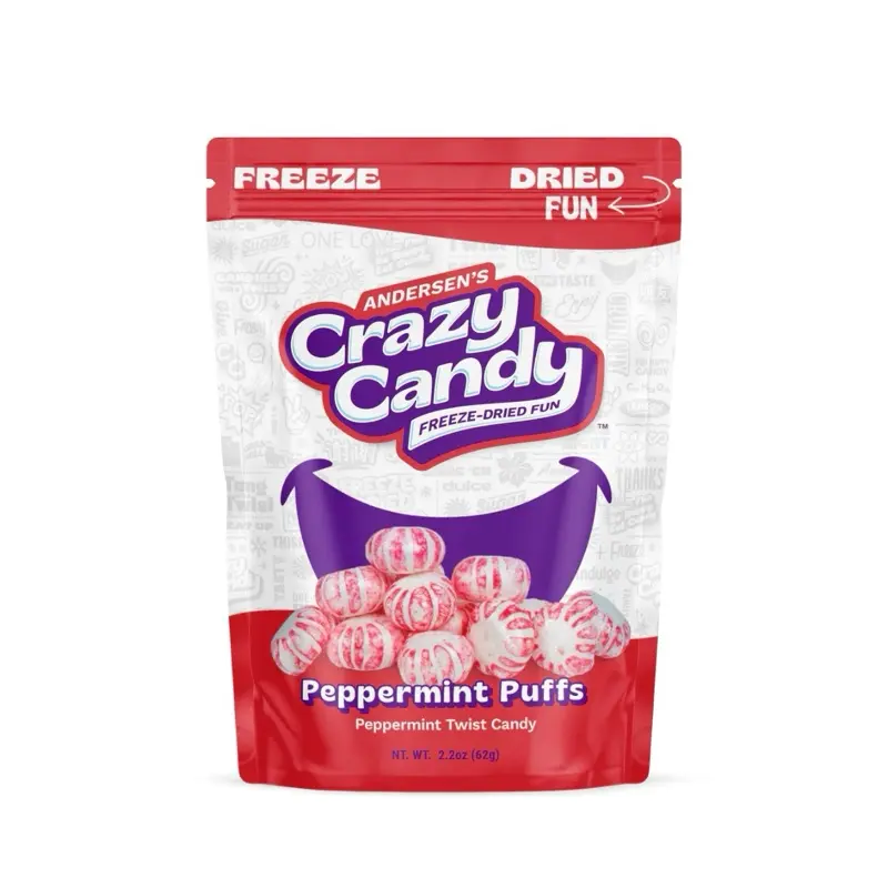 Andersen's Crazy Candy Freeze-Dried Peppermint Puffs 2.2 oz Treat