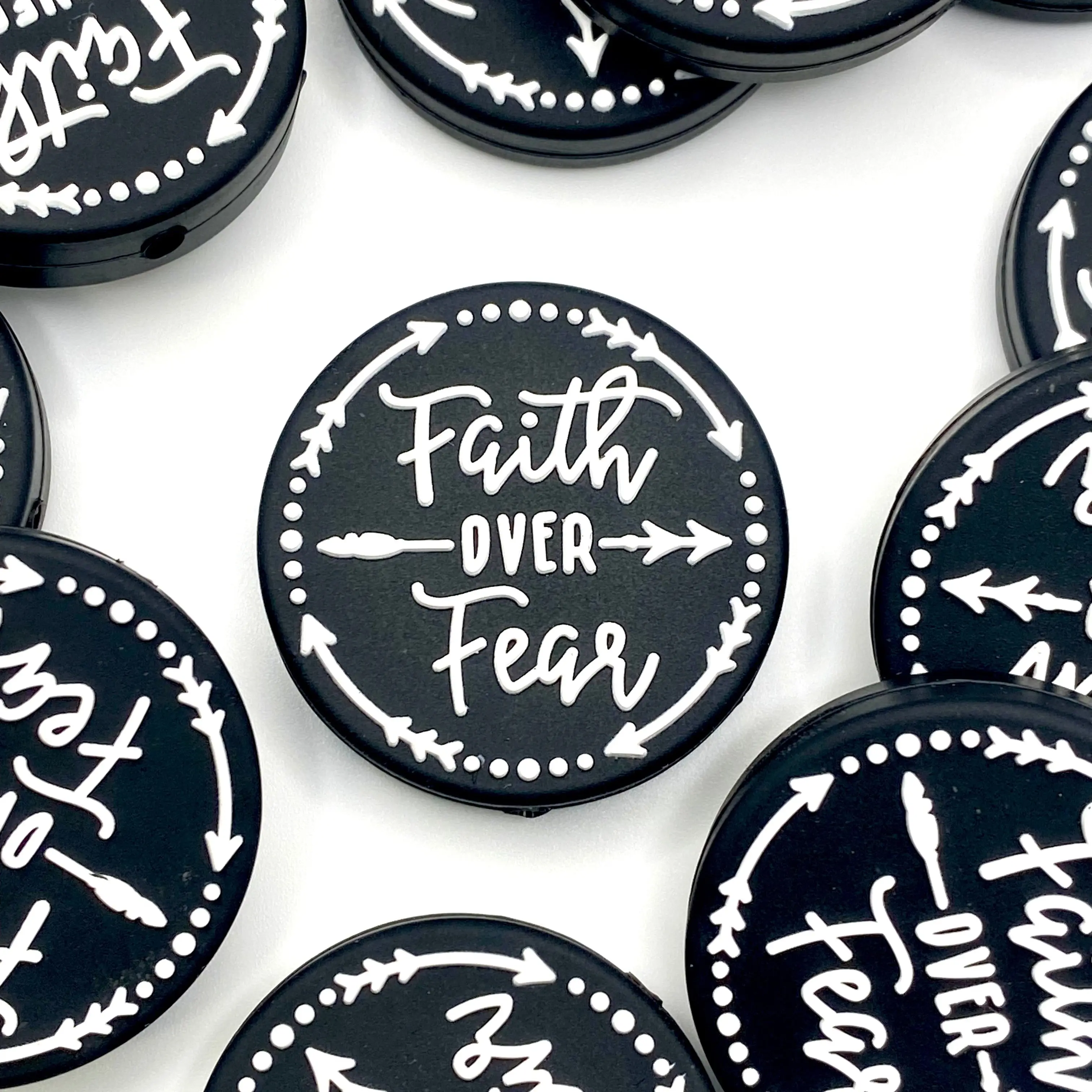 1pc Faith Over Fear 3.0 Silicone Focal Beads - Crafting & Beading Jesus DIY