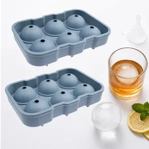 2-Pack Round Ice Ball Maker Trays with Cover – 1.9-Inch Diameter, 6 Cavities Each, Bar Utensils for Whiskey, Bourbon