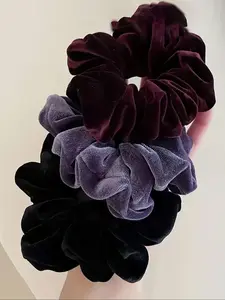 Women's New Solid Color Fashion Velvet Hair Circle Scrunchie 12cm/4.7in, Daily Commute School Party Gift, Bathing Washing Face Use