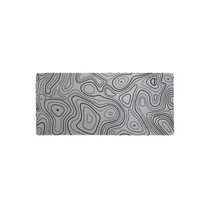 HallTek Topography White Gaming Mousepad | XXL (35x16 in) | 4mm Thickness | Colored Stitched Edge | High Definition Print | Anti-Slip Natural Rubber Bottom | Waterproof | Soft Surface