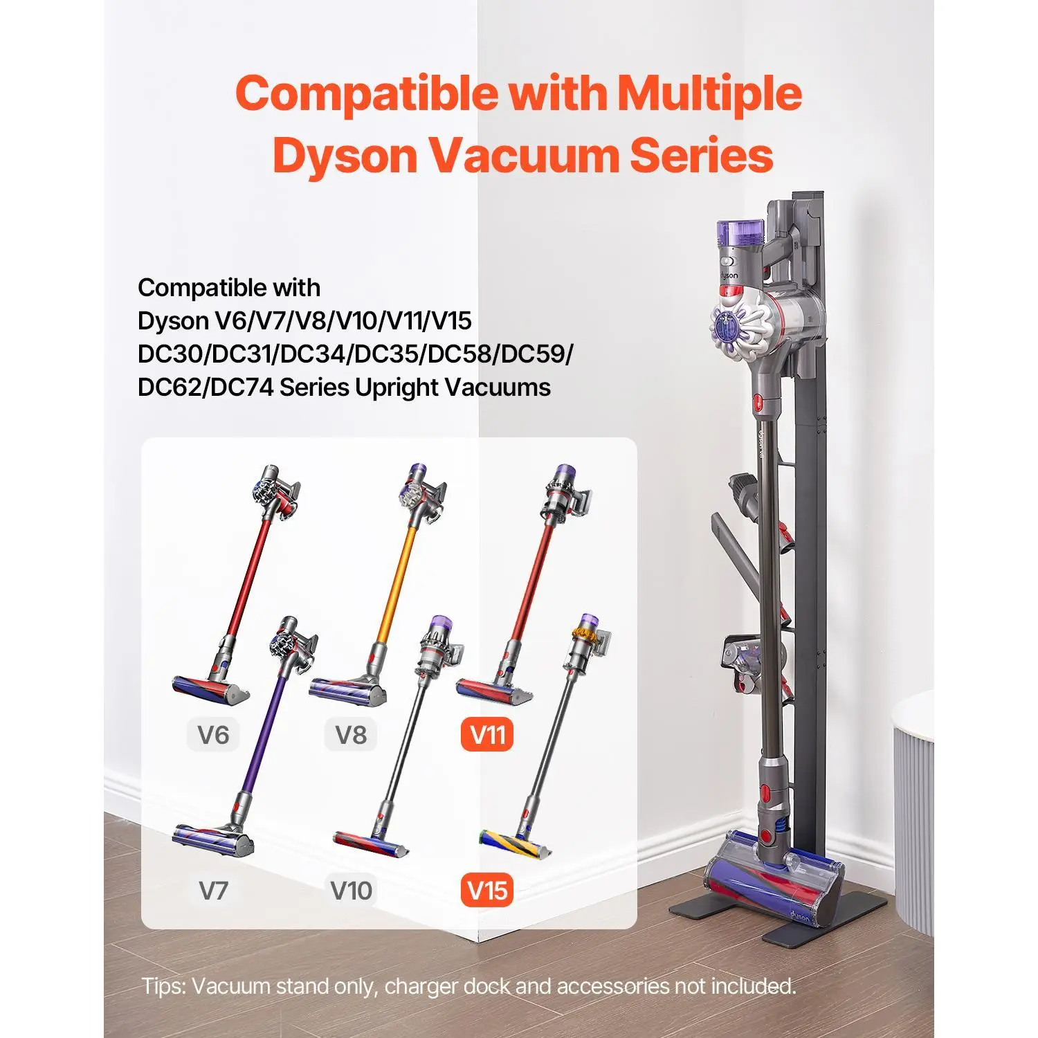 【Summerfinds】VEVOR Vacuum Stand for Dyson Multi-Models Stable Storage Bracket Holder with 6 Hooks