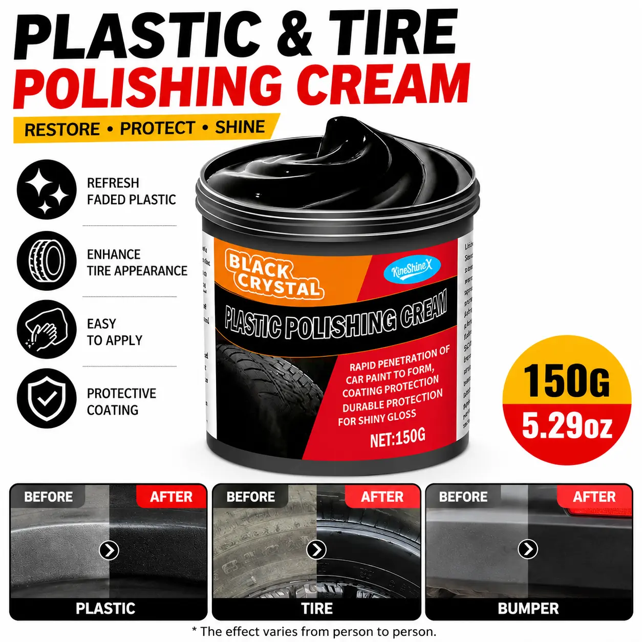 Plastic And Rubber Repair Paste - Interior Reconditioning Wax, Automotive Tire Gloss Maintenance, Anti-aging And Fading, Repair Scratches with Sponge and Plastic Repair protection Wax