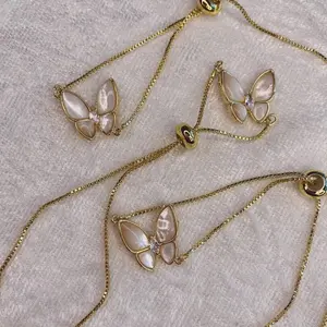 Mother of pearl butterfly slider bracelet