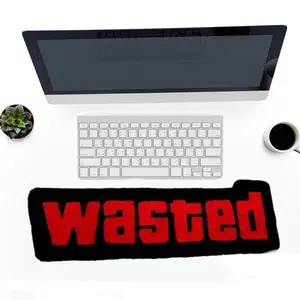 Tufed GTA Mouse Pad - Wasted Text Design, Tufted Surface, 17.5 inches x 7 inches desk mat game