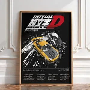[Sale Off Up To 50%] [Unframe] Initial D Anime Poster, Takumi Fujiwara & Ryosuke Takahashi Wall Art Print