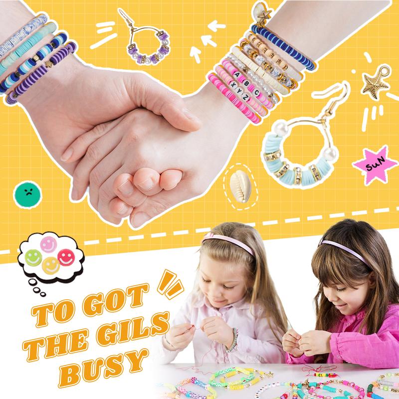 Clay Beads Bracelet DIY Kit - 6300pcs 6mm Polymer Clay Beads Set with 18 Vibrant Colors, Letter Charms, Gold Rings & Accessories for Jewelry Making Perfect Gift for Girls' Necklaces & Crafts TikTokShopBlackFriday