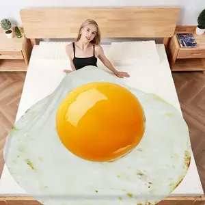 Fun Realistic Round Flannel Fleece Linen Food Pizza Donut Cookie Egg Chocolate Novelty Throw Blanket Ultra Soft Cozy Vibrant Fade Resistant Versatile Decor