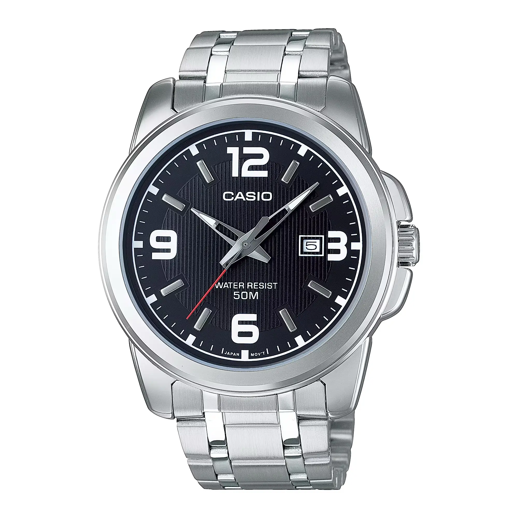 Casio Men’s Silver Stainless Steel Watch with Blue Dial - MTP-1314D-1AV