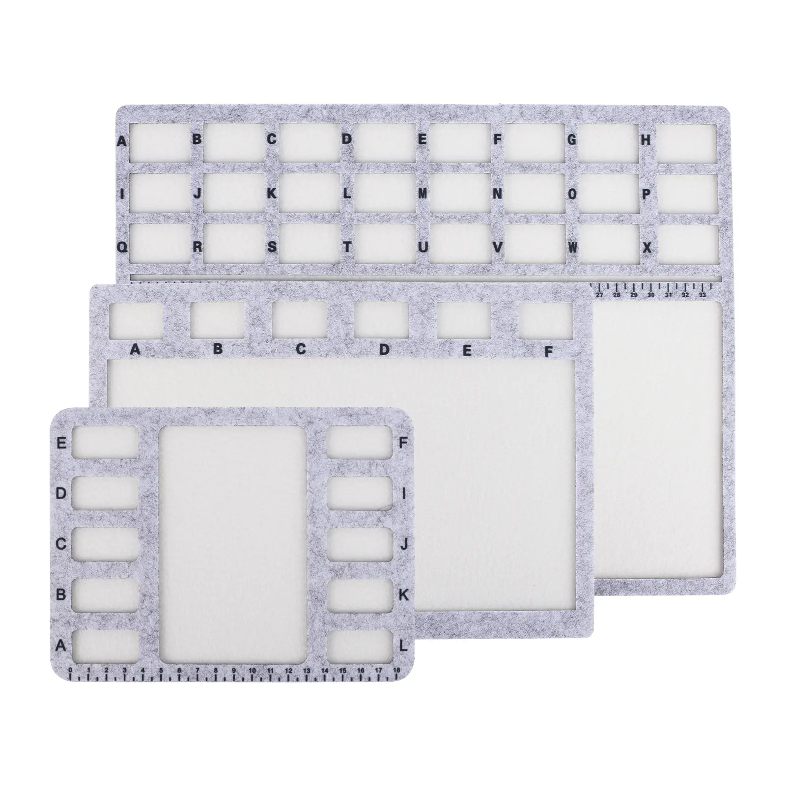 3-Size (S/M/L) Plant Flocking Felt Bead Design Board Mat, 3x Felt Sheets with Easy-to-Read Grids & Letter Marks, Jewelry Making Tray for DIY Bracelet Crafting