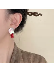 Vintage Chinese Style Abalone Shell Earrings Geometric Light Luxury Handmade Jewelry for Women