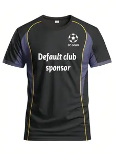 Madrid men's football jersey, comfortable round neck sports shirt, soft and lightweight football T-shirt, suitable for football training, casual wear and gift black summer