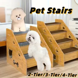 Pet Stairs Ramp Ladder for Dogs & Cats, Fabric Material Pet Supplies, Ideal for High Beds Sofas Office Use, Easy Access Design, Paws, Poodle