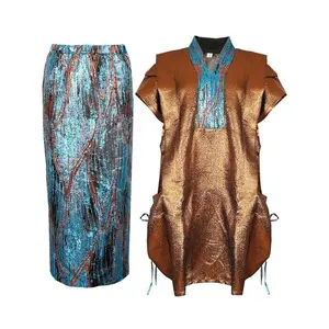 TraditionalAfricanDressesForWomenLuxuryWeddingPartyBirthdayRobesPlusSizeDress&Skirt2PCSSet2025AfricaClothing