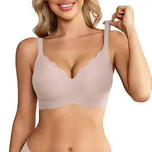 Avidlove Bras for Women No Underwire Seamless Bralettes Wireless Push Up Scalloped Full Coverage Comfortable Everyday Bra