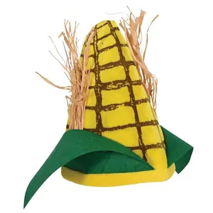 Beistle Unisex Plush Corn Cob Hat with Green Leaf Detail for Festive Wear