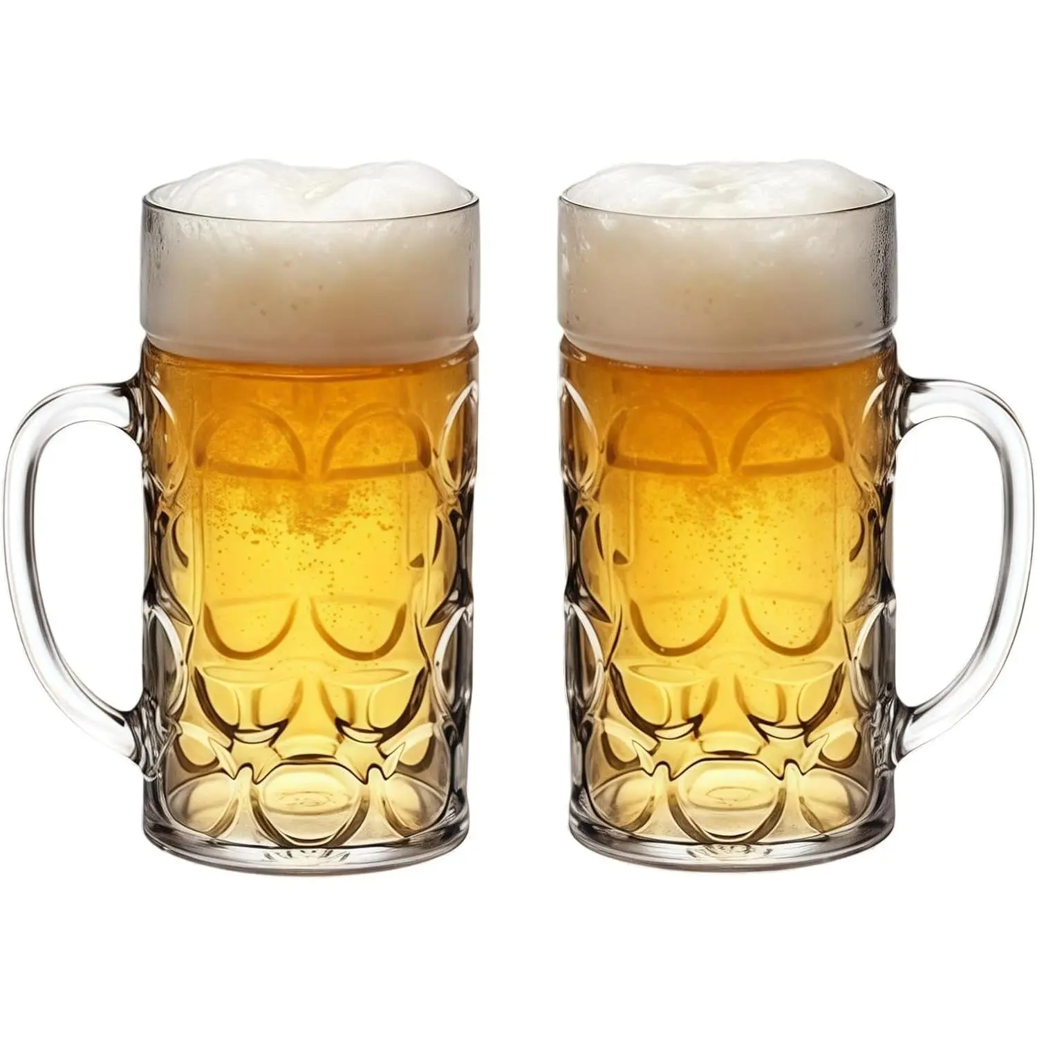 38oz Plastic Large Beer Mugs with Handle Set of 2 Reusable Beer Stein Drinking Cups for Party Bar Home Hotel Perfect for Whiskey Juice Cocktail Beverages