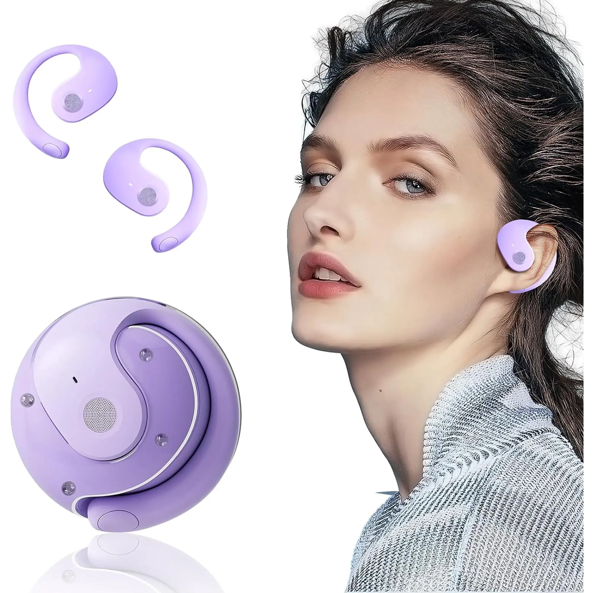 Open-Ear Bone Conduction Wireless Bluetooth Earphones - Ear-Hook Design, External Wearing, Ideal for Sports, Daily Commuting