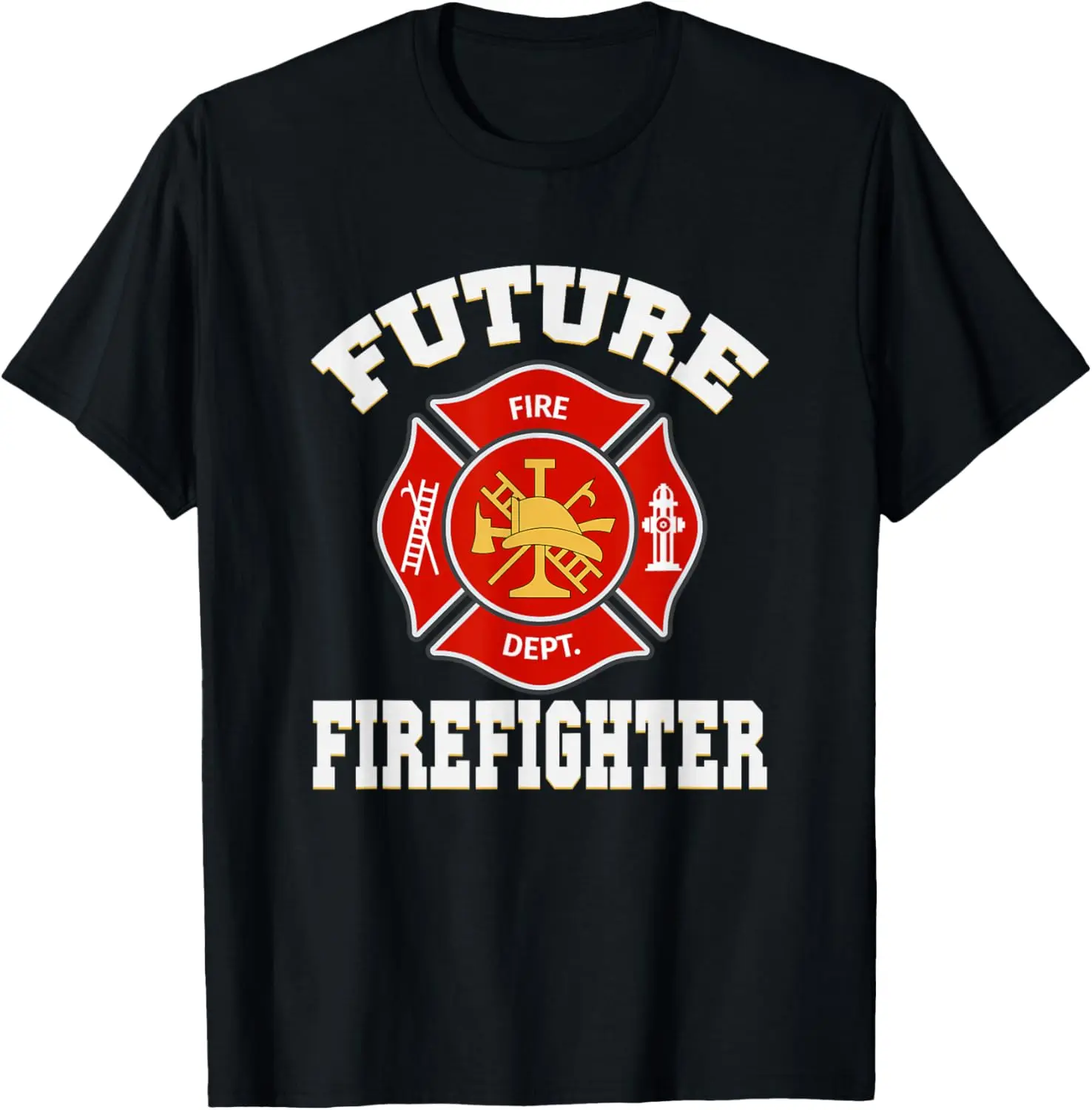 Men's Firefighter Quotes Future Firefighter Round Neck Shortsleeve T-Shirt, Black Menswear Top - Small, Tshirt, Pullover, Natural, Fabric, Soft, Sports, Streetwear, Cotton, Casual