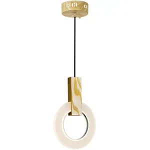CWI Lighting Anello LED 5 inch White Oak Down Mini Pendant Ceiling Light 1214P8-1-236