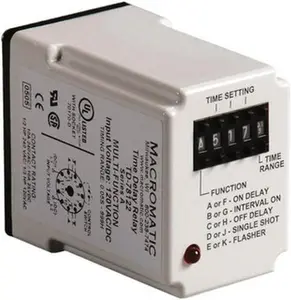 Macromatic 11 Pin, 999 hr Delay, Multiple Range DPDT Time Delay Relay 10 Contact Amp, 240 VAC, Pushbutton Thumbwheel TD-78121