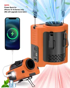 PLAYHOT N610 Rechargeable Waist Fan – 10000mAh Battery, Up to 22 Working Hours, 16600RPM Turbo Cooling, 5 Adjustable Modes, 5-in-1 Clip/Neck/Desk Fan/LED Light/Power Bank, Ideal for Outdoor/Camping/Worksites