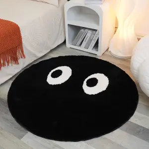 Black Cool Eyes Bedside Rug - Soft Rugs for Bedroom Carpets, Ideal for Everyday Use