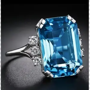 Sea Blue Bold Statement Ring non-fading jewelry