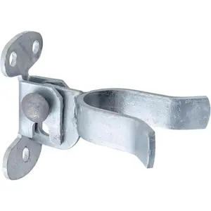 1-5/8" Chain Link Wall Mount Latch,  Wall Mount Gate  Latch for 1-5/8" Gate Frame, Galvanized Steel, with Padlock Hole, Mounts to Wooden Fence  or Wall, 1 count