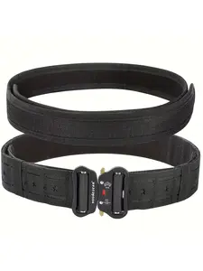 Laser Cut Hunting Belt, Molle Webbing Nylon Tactical Dual Layer Waistband, Durable Outdoor Gear Accessory, Perfect for Hiking & Camping