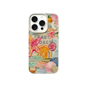 Starfish and seashell disco ball pattern, fashionable litchi-textured full-coverage TPU phone case, also suitable for iPhone 17/16/15/14/13/12/11/X/XS/XS Max, shockproof and scratch-resistant, a perfect holiday gift for friends, family, and yourself