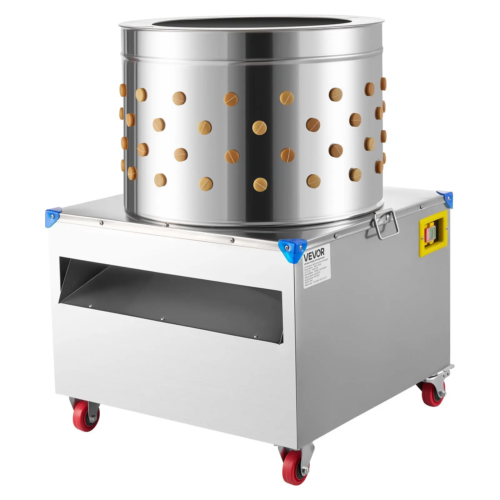VEVOR Chicken Plucker Machine, 23.6 in Drum, 2200W 240RPM Electric Chicken Plucking Machine with 119 Soft Fingers Transport Wheels, Stainless Steel Feather Remover for Processing 2-4 Chicks Once